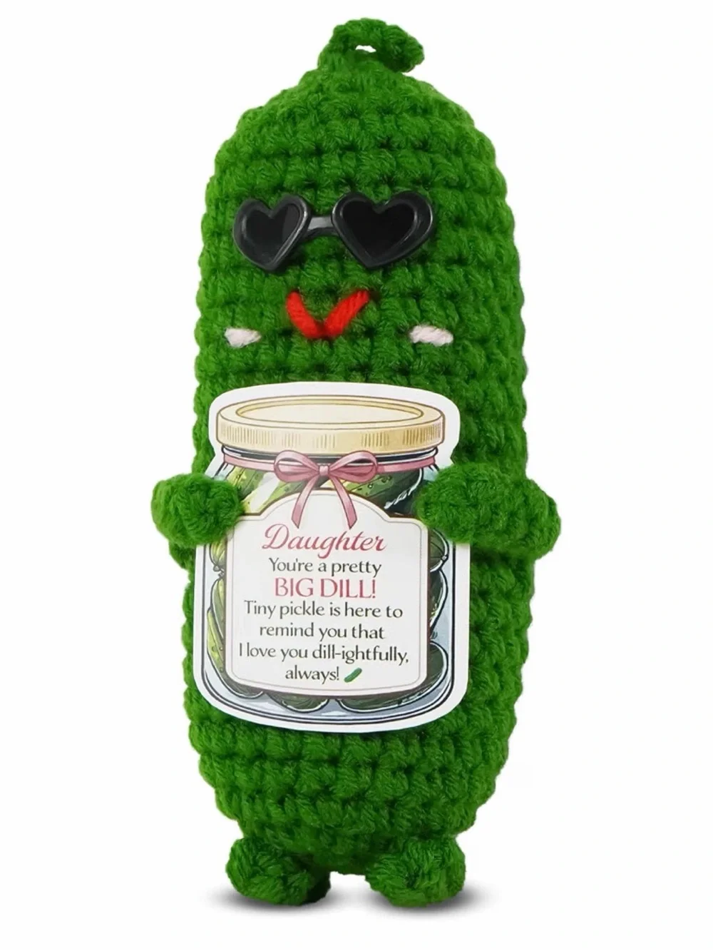 Crocheted Pickle Plush with Sunglasses For daughter - Picture 1 of 9